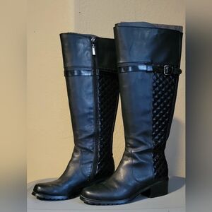 Tahari Black Quilted Riding Boots